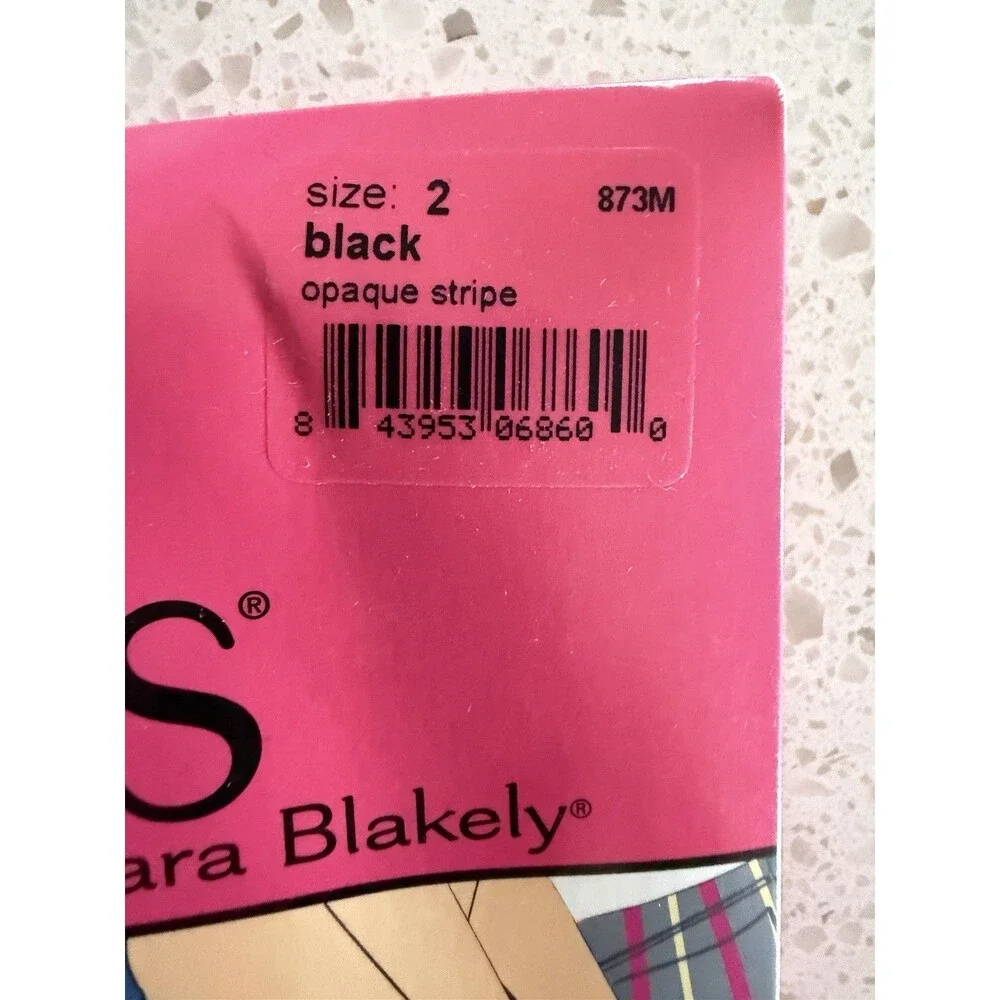 SPANX Size 2 Marvelous Mama ASSETS Terrific Tights Black Opaque Stripe MATERNITY